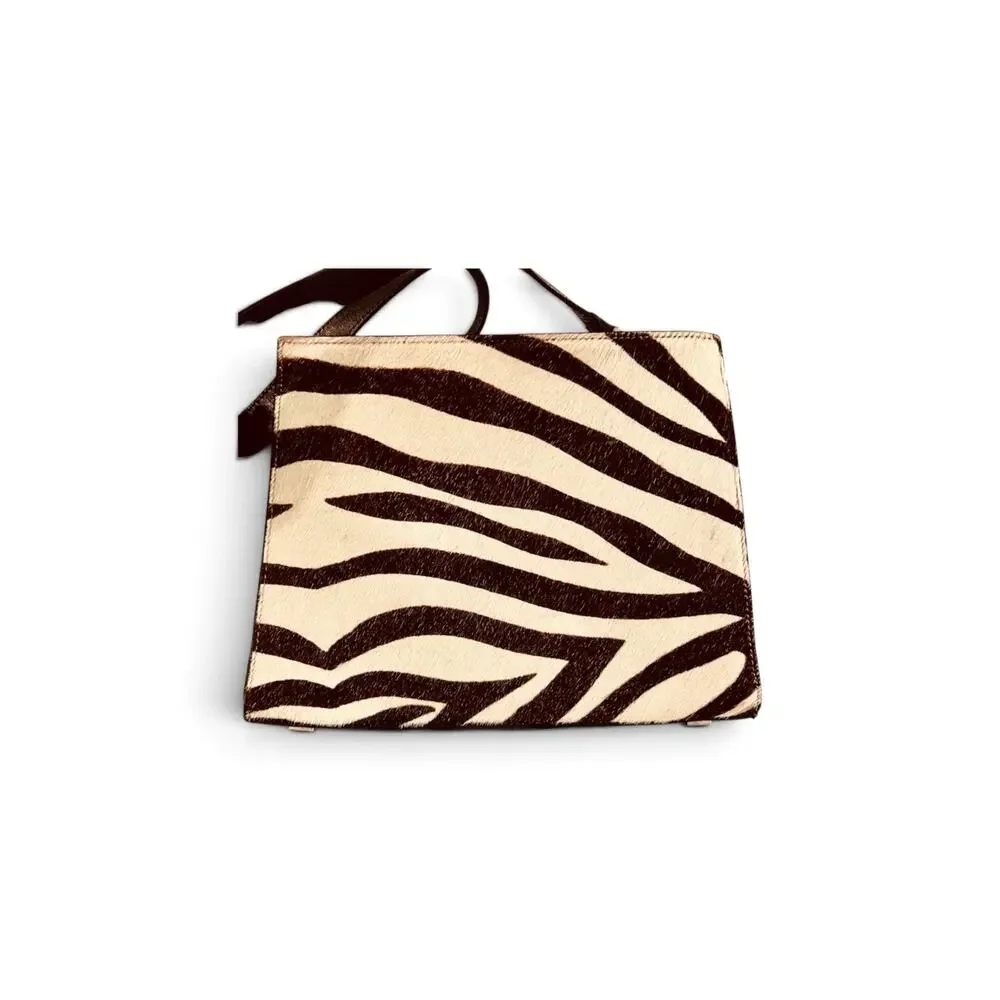Adrienne Vittadini Brown & White.  Faux Zebra Hair striped Purse. Shoulder strap